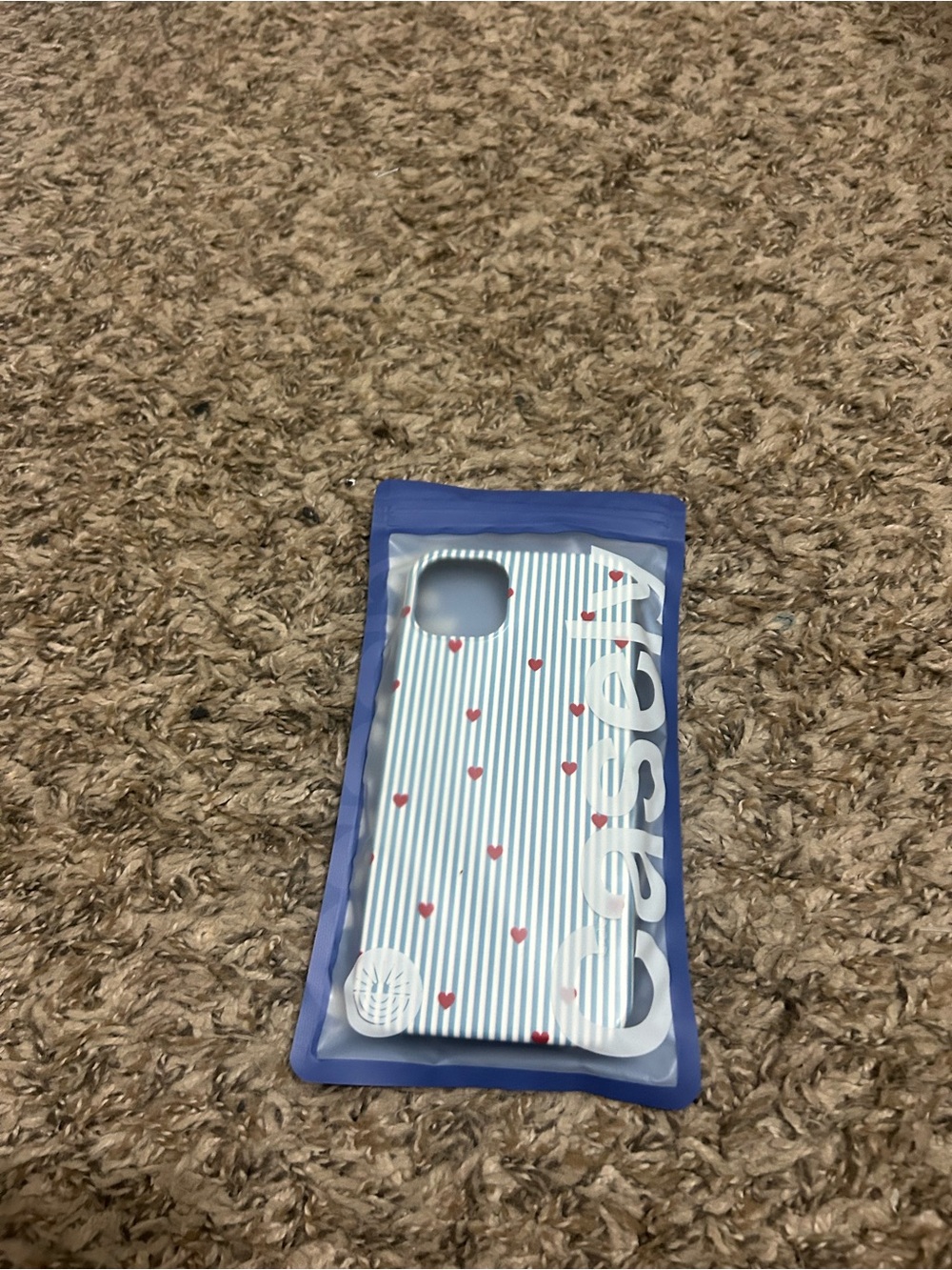 Casetify Blue Stripe & Red Heart iPhone Case
